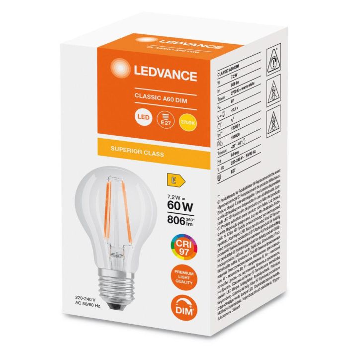 [LVE-4099854065071] Ledvance/Osram Bombilla LED "Classic" E27 7,2W 806Lm 2700K 300º IP20 Regulable 1