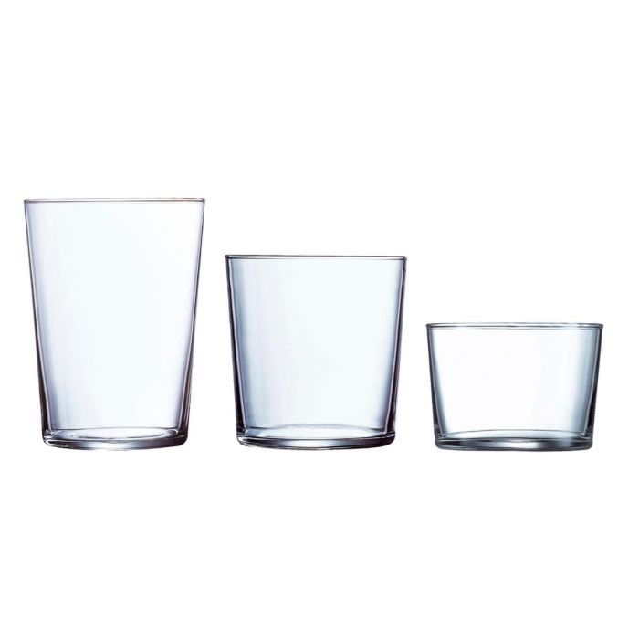 Luminarc Set 18 Vasos Altos y Bajos de Vidrio Gorbea (53, 36, 23 cL) Templado Extra Resistente, Apto Lavavajillas y Microondas