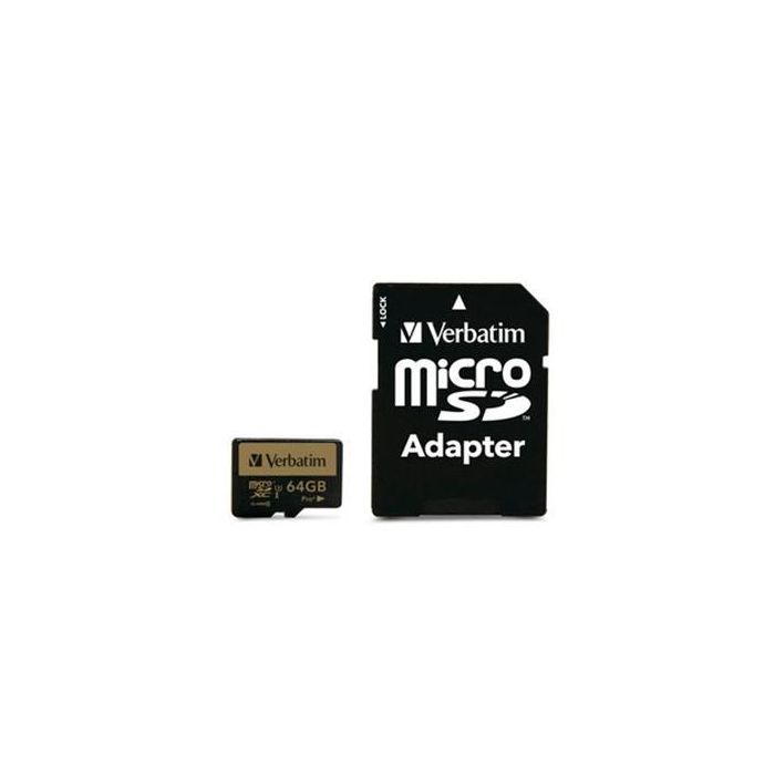 Verbatim Pro+ U3 Micro Sdxc Card 64 grb C-Adaptador Verbatim Pro+ U3 Micro Sdxc Card 64 grb C-Adaptador