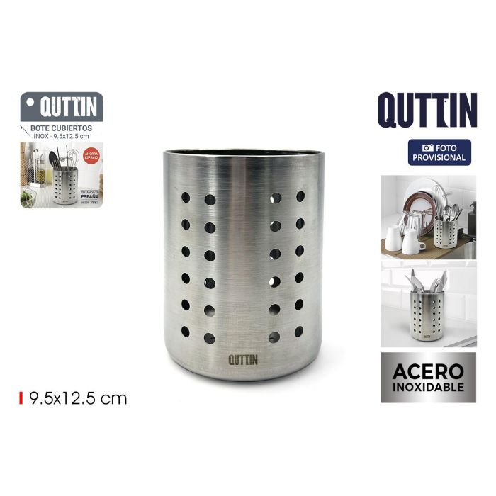 Quttin Bote para Cubiertos de Acero Inoxidable de 9.5 cm Ancho x 12.5 cm Alto (12 Unidades)