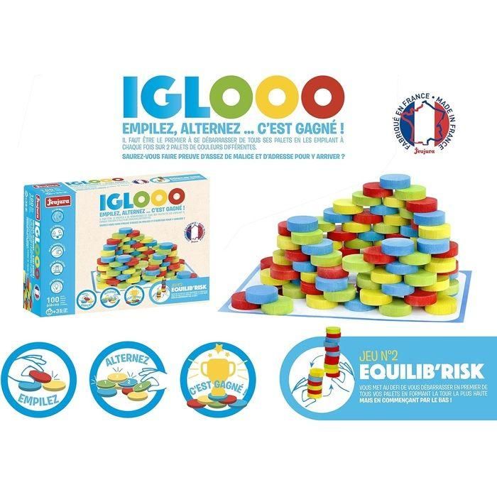 Iglooo 100 Piezas - JEUJURA - Juego de Habilidad y Lógica con Discos y Tapetes, Reglas de Juego Incluidas 2 Iglooo 100 Piezas - JEUJURA - Juego de Habilidad y Lógica con Discos y Tapetes, Reglas de Juego Incluidas 2