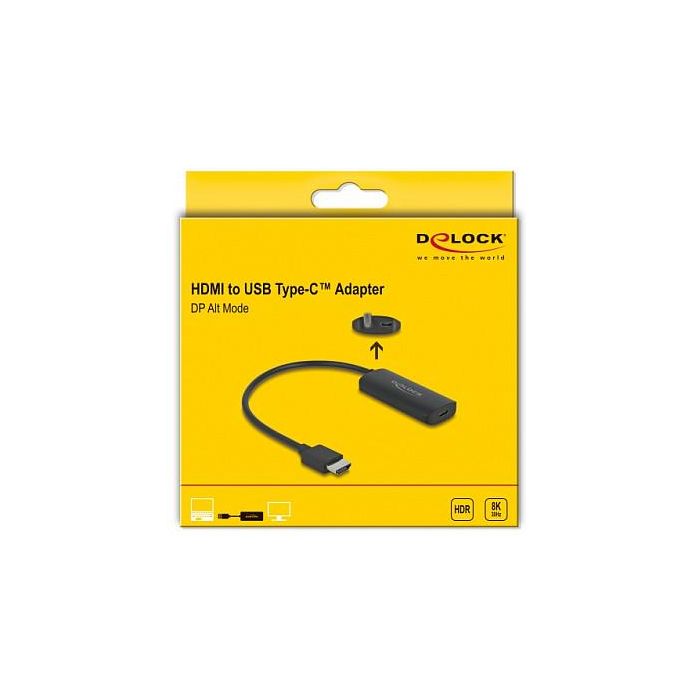 Delock Adaptador HDMI Macho a USB Type-C Hembra (DP Alt Mode) 8K@30Hz HDR10, HDMI-A a USB-C, 0.18m, LT6711GX 2