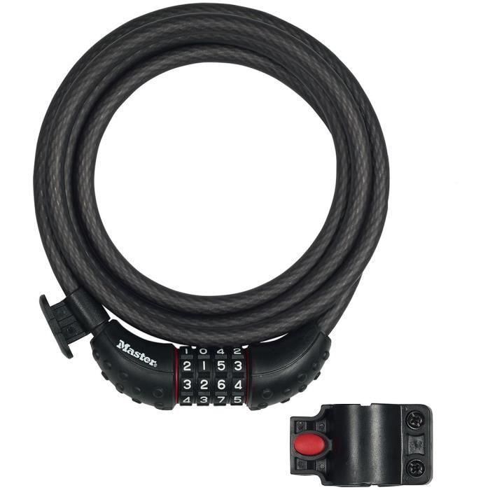 Candado para bicicleta - MASTER LOCK - 8120EURDPRO - Cable de acero trenzado - 1,8 m de longitud Candado para bicicleta - MASTER LOCK - 8120EURDPRO - Cable de acero trenzado - 1,8 m de longitud