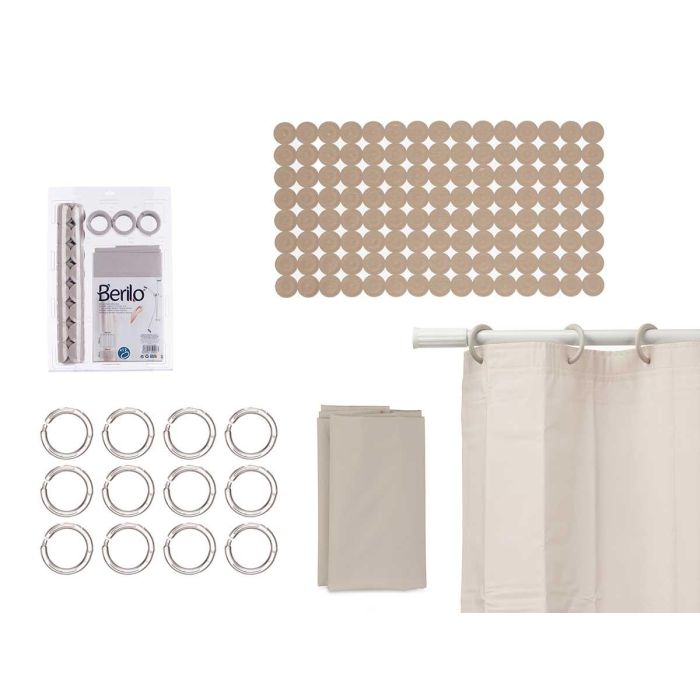 Set Baño Cortina Peva Y Alfombra Ducha Beige Berilo 28X43CM (12 Unidades) Set Baño Cortina Peva Y Alfombra Ducha Beige Berilo 28X43CM (12 Unidades)