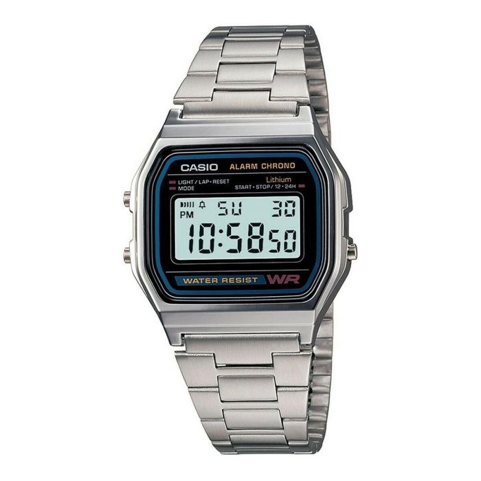 Reloj Unisex Casio A158WA-1 Negro Plateado (Ø 33 mm)