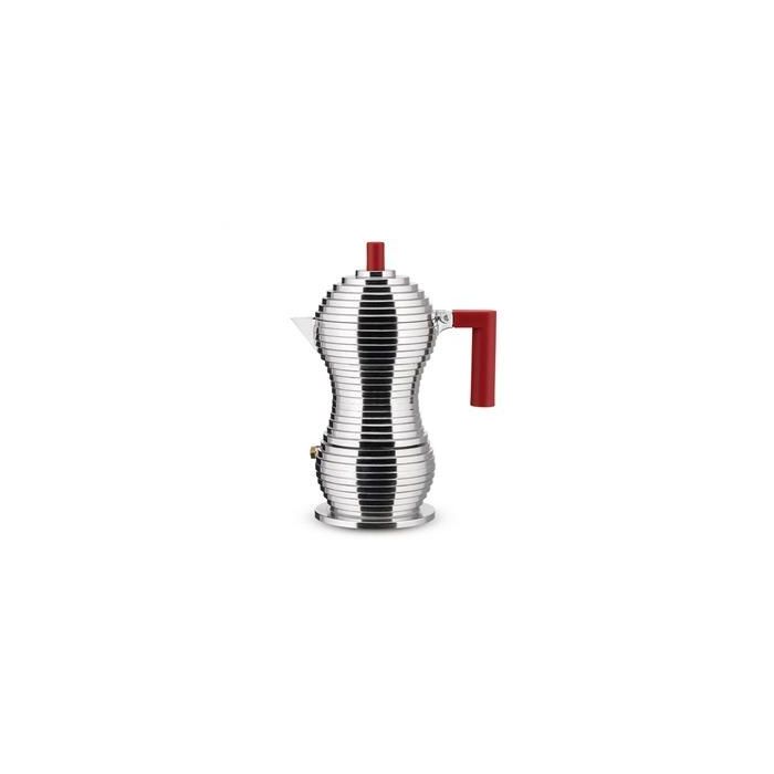 Alessi MDL02/3 R Cafetera Pulcina 3 Tazas Aluminio Fundido Roja Diseñada por Michele de Lucchi