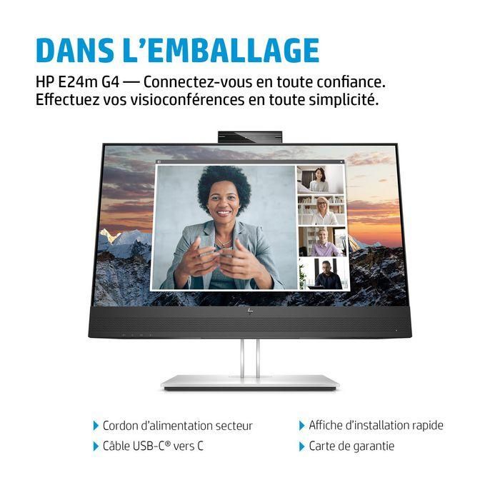 HP E24m G4 Monitor de Conferencia USB-C FHD, Webcam 5MP Inclinable, Micrófonos Duales, Altavoces, Certificado Zoom, Carga 65W 3