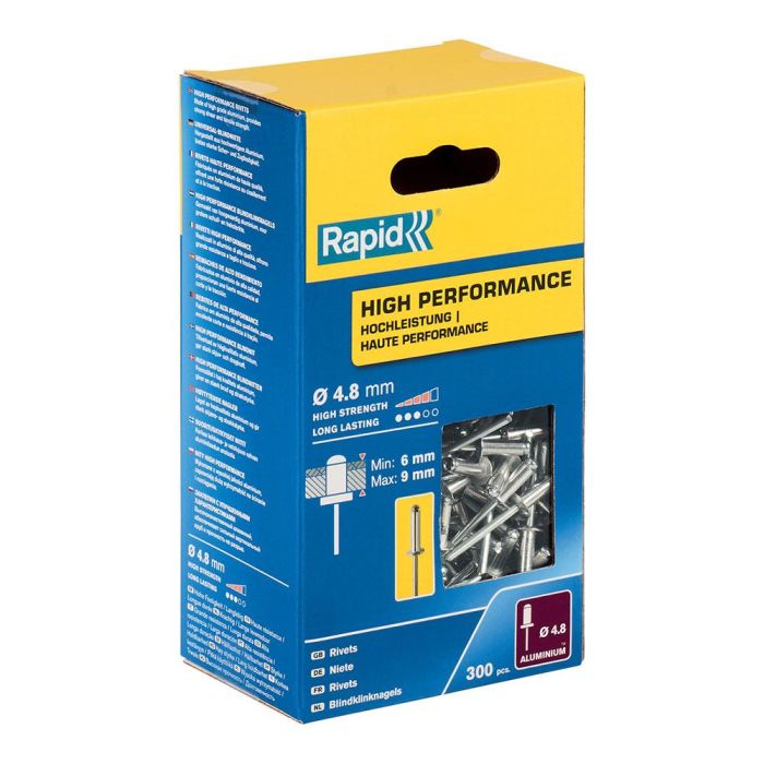 Rapid Caja 300 remaches Ø4.8x12mm aluminio alto rendimiento 5001436 Rapid Caja 300 remaches Ø4.8x12mm aluminio alto rendimiento 5001436