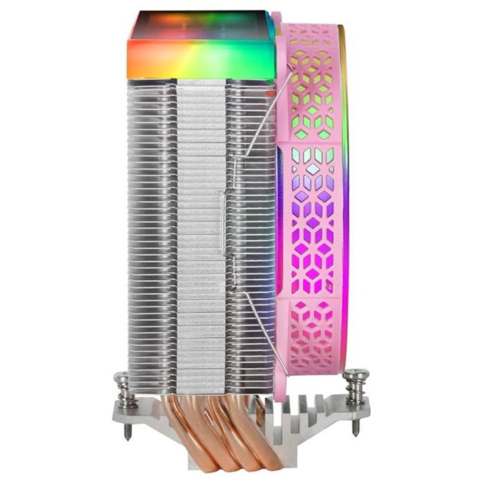 Mars Gaming Disipador CPU MCPU-VR Rosa Doble Espejo Infinito ARGB 180W TDP 4 Heatpipes Universal 1