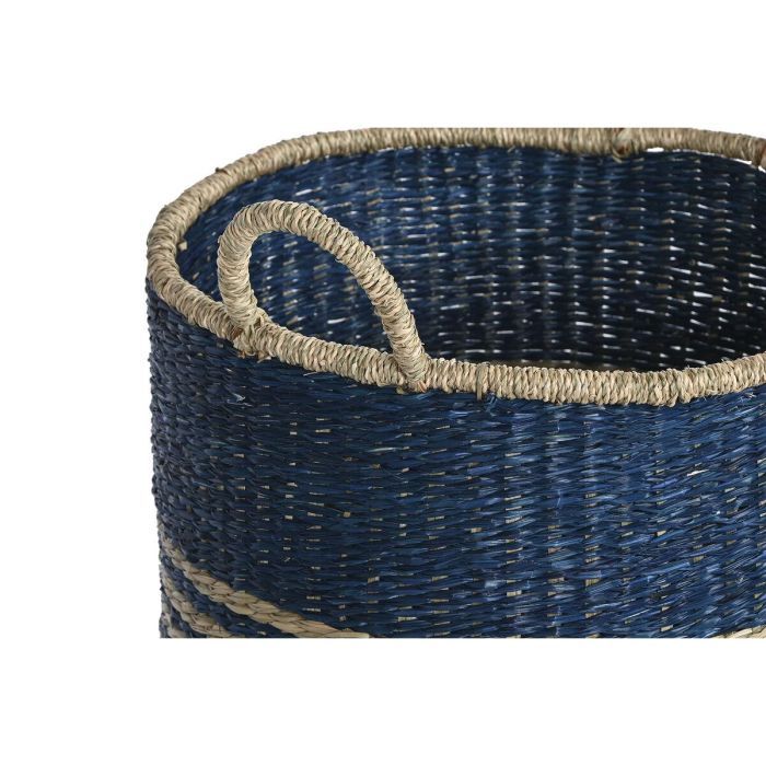 Cesta Mediterraneo DKD Home Decor Azul Natural 43 x 54 x 43 cm Set de 3 3