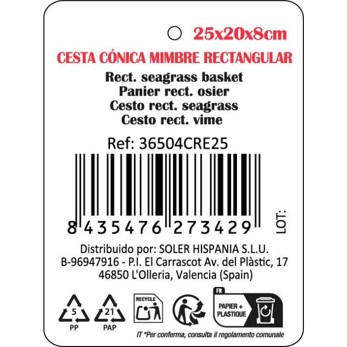 Cesta de mimbre Privilege 25x20x8 cm (12 Unidades) 3 Cesta de mimbre Privilege 25x20x8 cm (12 Unidades) 3