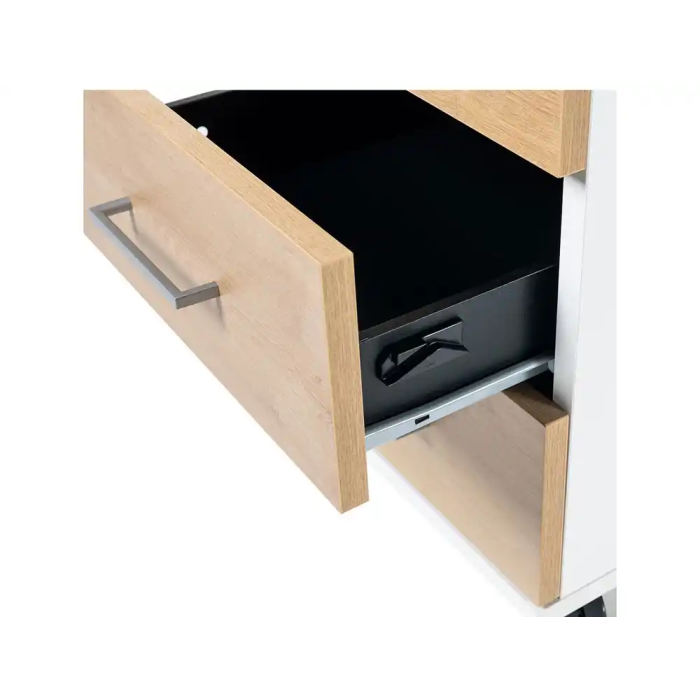 Rocada Cajonera Serie Store con Tres Cajones 60x40x60 cm Acabado Gris/Haya 3