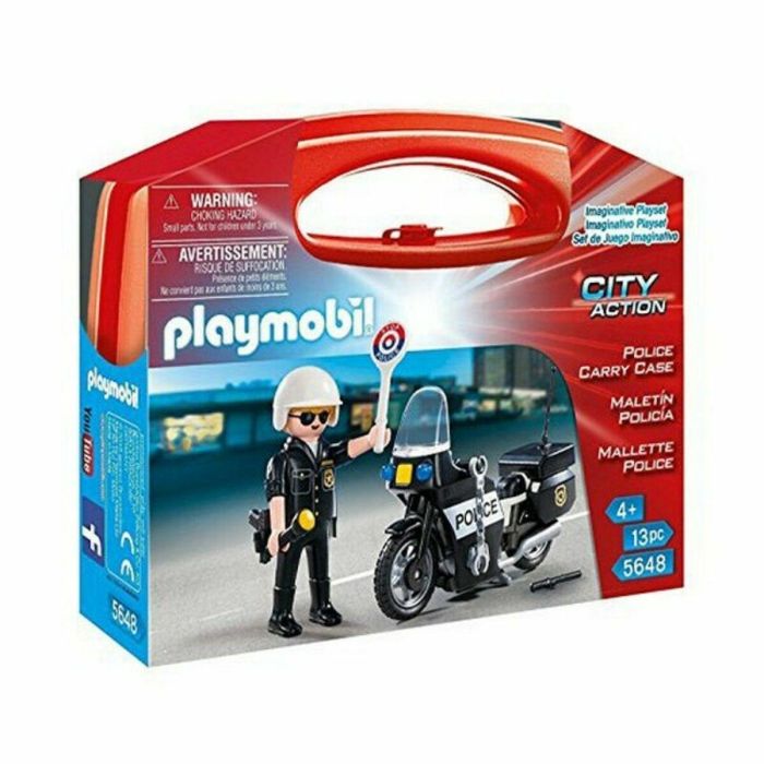Playmobil PL5648 Maleta de Policía Motorista para Niño, 13 piezas, +4 años