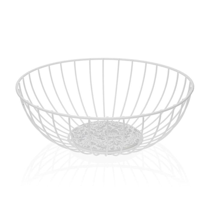 Frutero Versa Damasco Blanco Metal Acero Madera MDF 28 x 10 x 28 cm Frutero Versa Damasco Blanco Metal Acero Madera MDF 28 x 10 x 28 cm