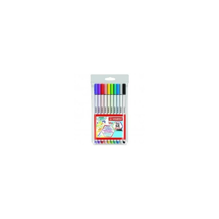 Stabilo Rotuladores Pen 68 Brush C-Surtidos Estuche Plástico 10 Ud Stabilo Rotuladores Pen 68 Brush C-Surtidos Estuche Plástico 10 Ud