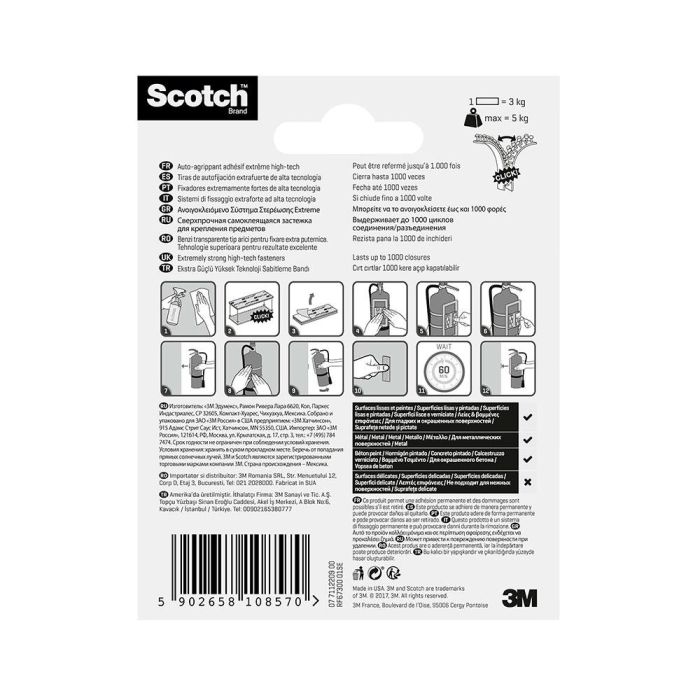 Tira de autofijación extreme, transparente, 25mmx76mm, 2 unidades, max 5 kg 2 Tira de autofijación extreme, transparente, 25mmx76mm, 2 unidades, max 5 kg 2