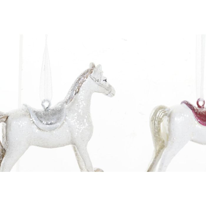 DKD Home Decor Decoración Navideña Colgante Tradicional Caballito Resina 6 Unidades Colores Surtidos 1