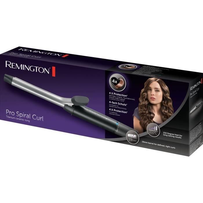 Remington CI5519 Pro Pinzas para rizos en espiral Tubo 19mm, 8 Temperaturas, 210°C, Negro 5 Remington CI5519 Pro Pinzas para rizos en espiral Tubo 19mm, 8 Temperaturas, 210°C, Negro 5