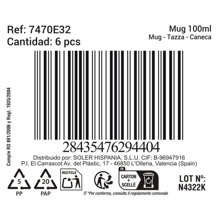 La Mediterranea Mug 100ml "Black Clay" Ø5.3x6.3 cm (36 Unidades) 2