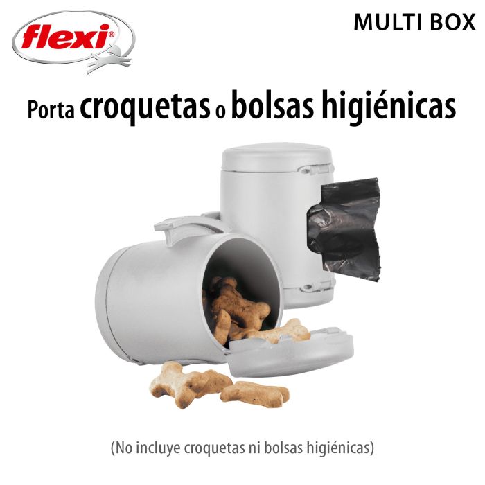 Flexi Multi Box Gris - Contenedor de Golosinas y Bolsas de Cacas Compatible con Correas Flexi New Classic, Comfort, Design, Neon S/M/L 1 Flexi Multi Box Gris - Contenedor de Golosinas y Bolsas de Cacas Compatible con Correas Flexi New Classic, Comfort, Design, Neon S/M/L 1