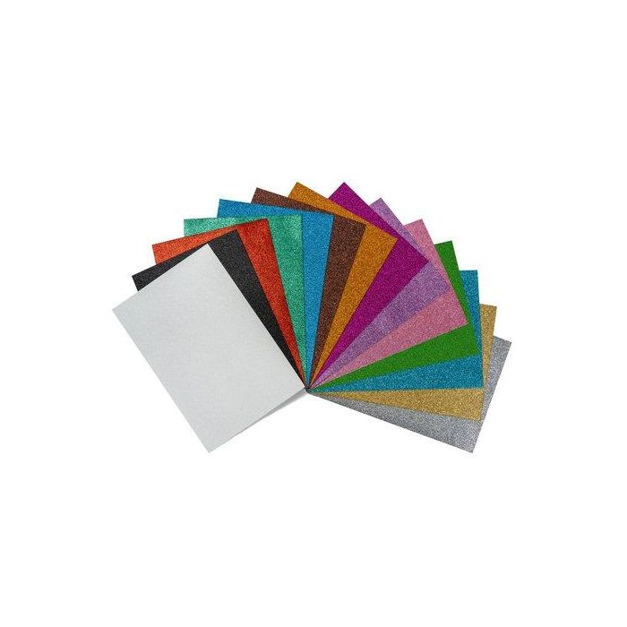 Faibo Goma Eva 40x60 cm 2 mm con Purpurina, Colores Surtidos, Bolsa de 5 Unidades