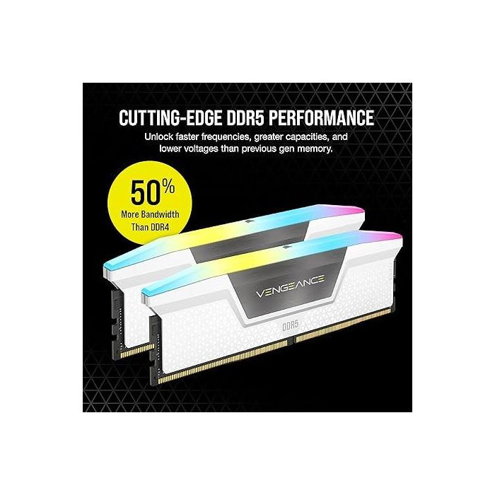 Corsair Memoria DDR5 64GB (2x32GB) 5600MHz Vengeance RGB Blanca CMH64GX5M2B5600C40W - Iluminación RGB, Intel XMP 3.0 2 Corsair Memoria DDR5 64GB (2x32GB) 5600MHz Vengeance RGB Blanca CMH64GX5M2B5600C40W - Iluminación RGB, Intel XMP 3.0 2