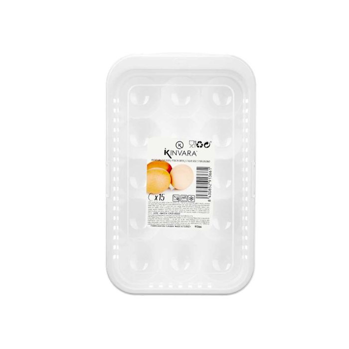 Huevera Plastico 15 Huecos Blanco Transparente Kinvara 17X7CM (12 Unidades) 2 Huevera Plastico 15 Huecos Blanco Transparente Kinvara 17X7CM (12 Unidades) 2