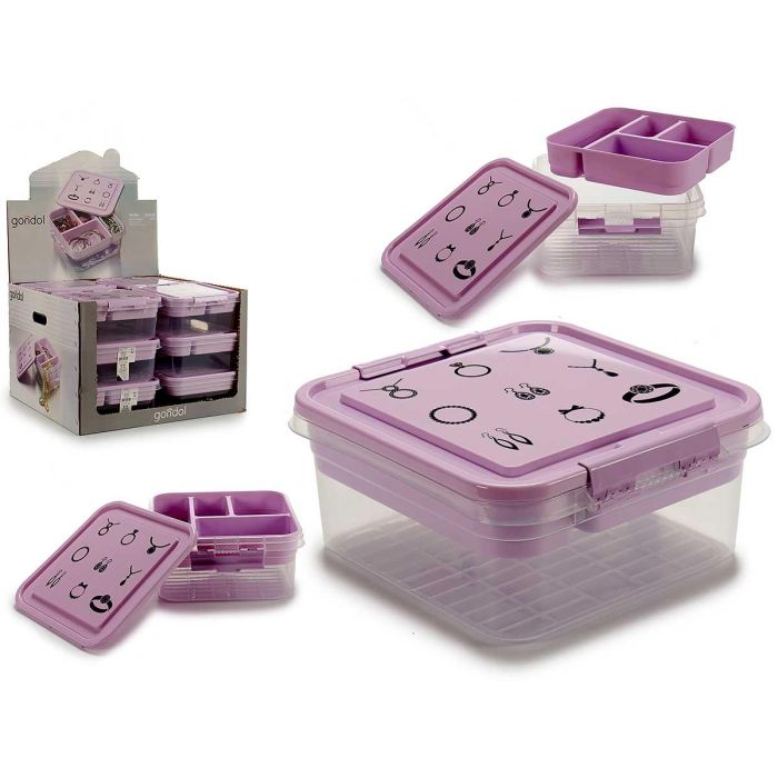 Caja de Joyas Gondol Transparente/Morado 24.5x11.5x26 cm, 5 L (12 Unidades) Caja de Joyas Gondol Transparente/Morado 24.5x11.5x26 cm, 5 L (12 Unidades)