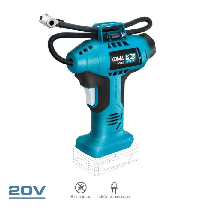 Koma Tools Compresor de aire 20V Pro Series, 160PSI, luz de trabajo, manguera 50cm, 17.5x7.5x22.5cm 0 Koma Tools Compresor de aire 20V Pro Series, 160PSI, luz de trabajo, manguera 50cm, 17.5x7.5x22.5cm 0