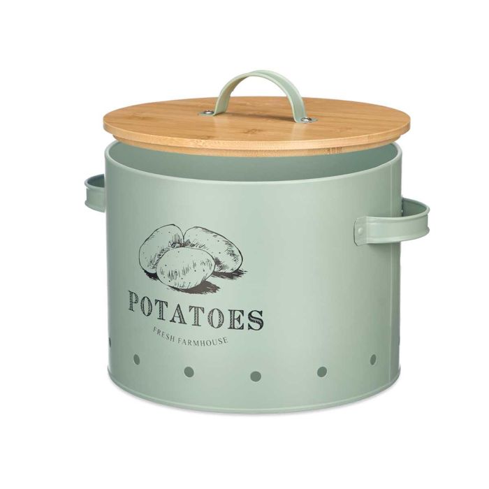 Patatero Tapa Bambu Verde Menta Kinvara 27x21x22cm (4 Unidades) 1