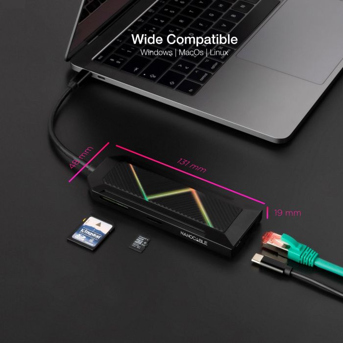 Nanocable Hub 8 en 1 USB-C con HDMI 4K, Ethernet, Lector de Tarjetas y Carga PD 100W - Compatible con Windows, Mac, Linux, Android 1 Nanocable Hub 8 en 1 USB-C con HDMI 4K, Ethernet, Lector de Tarjetas y Carga PD 100W - Compatible con Windows, Mac, Linux, Android 1