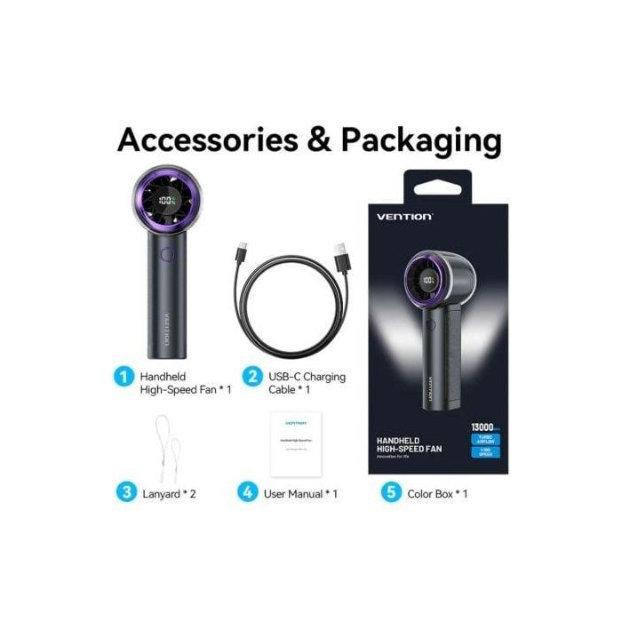 Ventilador de Mano Vention PBAN0/ 4 velocidades 4 Ventilador de Mano Vention PBAN0/ 4 velocidades 4