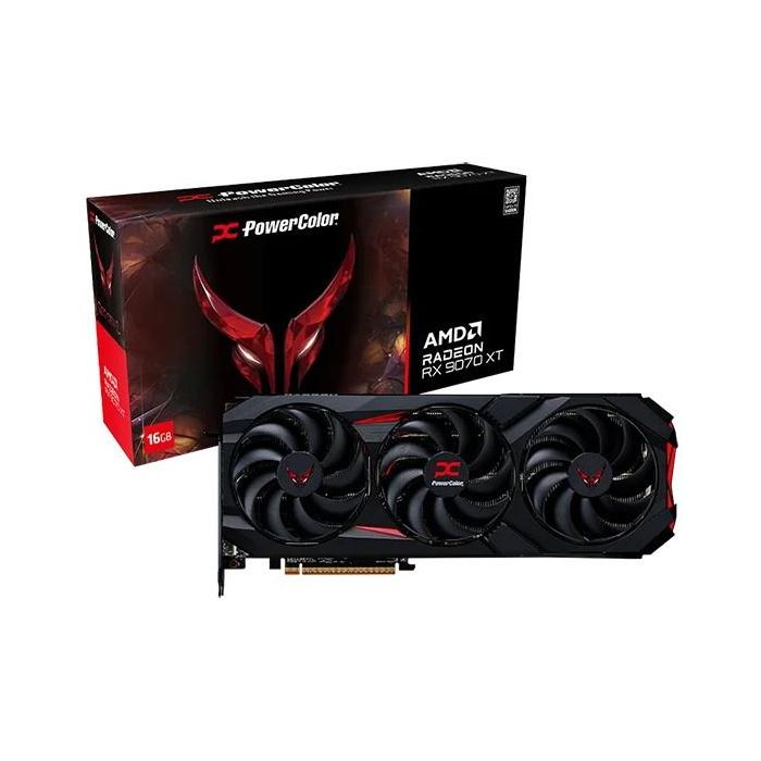 PowerColor RX 9070 XT Red Devil OC Tarjeta Gráfica 16GB GDDR6 3 Ventiladores 7