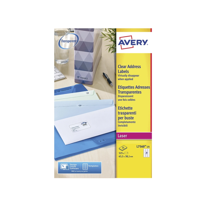 Avery 65 X 25H Etiquetas Adhesivas Mini para Envíos Transparentes Láser 38,1x21,2 1 Avery 65 X 25H Etiquetas Adhesivas Mini para Envíos Transparentes Láser 38,1x21,2 1