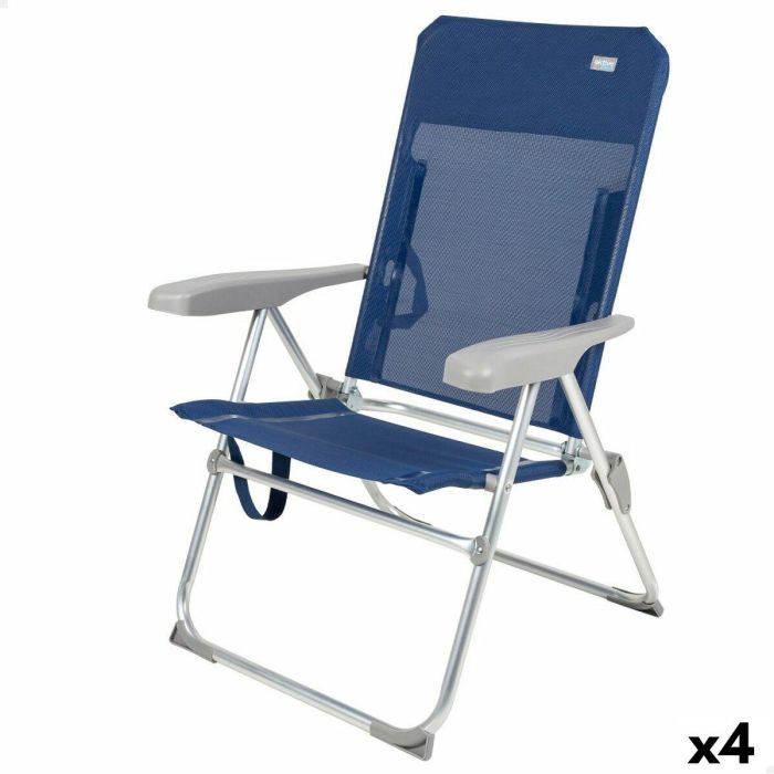 Silla de Playa Aktive Azul marino 47 x 94 x 60 cm (4 Unidades)