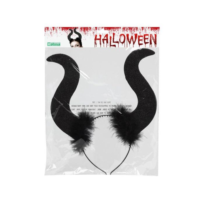 Diadema de Cuernos Negros Brillantes para Halloween y Disfraces de Fantasía 1