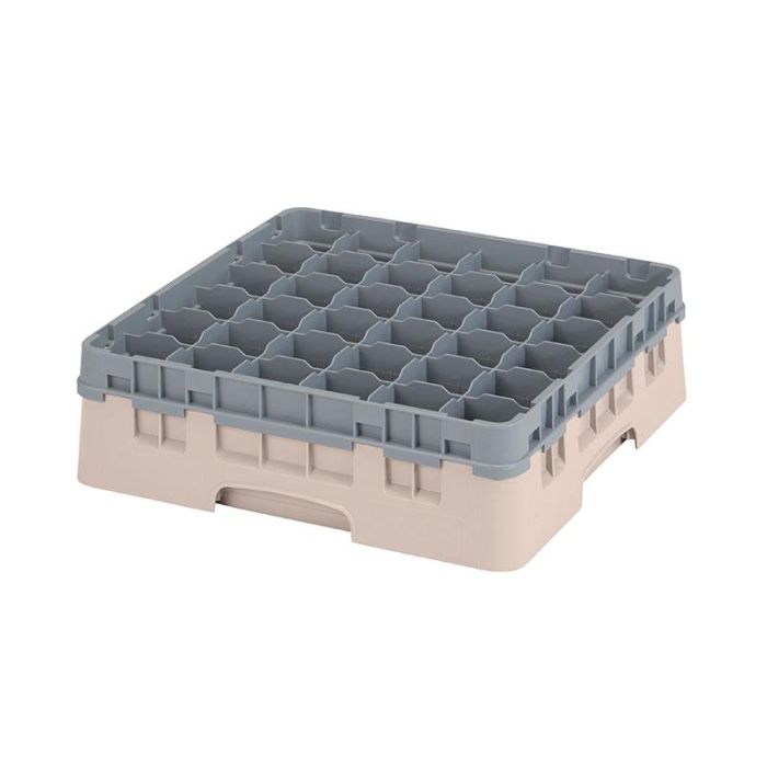 CAMBRO - 36S418-184 - Cesta de lavado 36 comp. 1 altura - 7,2 cm Ø máx. - alt. máx. 11,8 cm - 50 x 50 x 14,3 cm - Beige