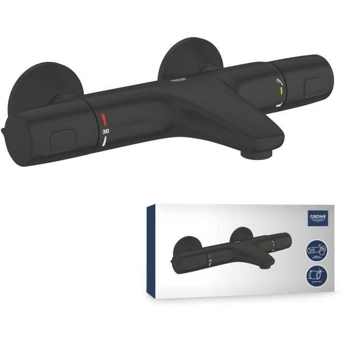 Mezclador termostático para baño/ducha - GROHE Precision Trend - 1022162432 - Negro mate - Montaje en pared visto - Ahorro de agua