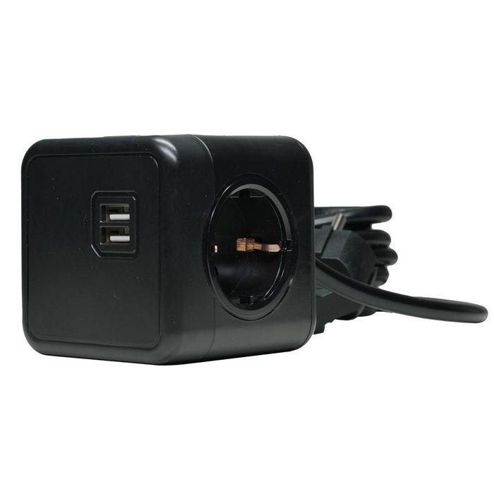 MicroConnect Power Cube Extended Duo USB Regleta, Negro, Cable de 3m 2