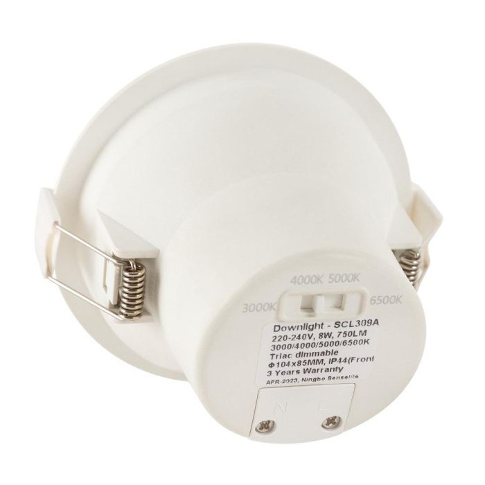 Foco Downlight LED Empotrable 8W 750Lm CCT 3000-6500ºK Regulable 60º IP44 [SE-SCL309-8W-W-CCT] 1