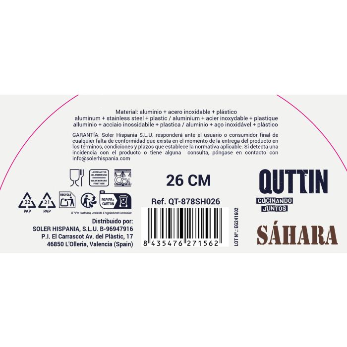 Quttin Sartén de Aluminio Forjado con Mango Soft, 26 cm (6 Unidades) 7