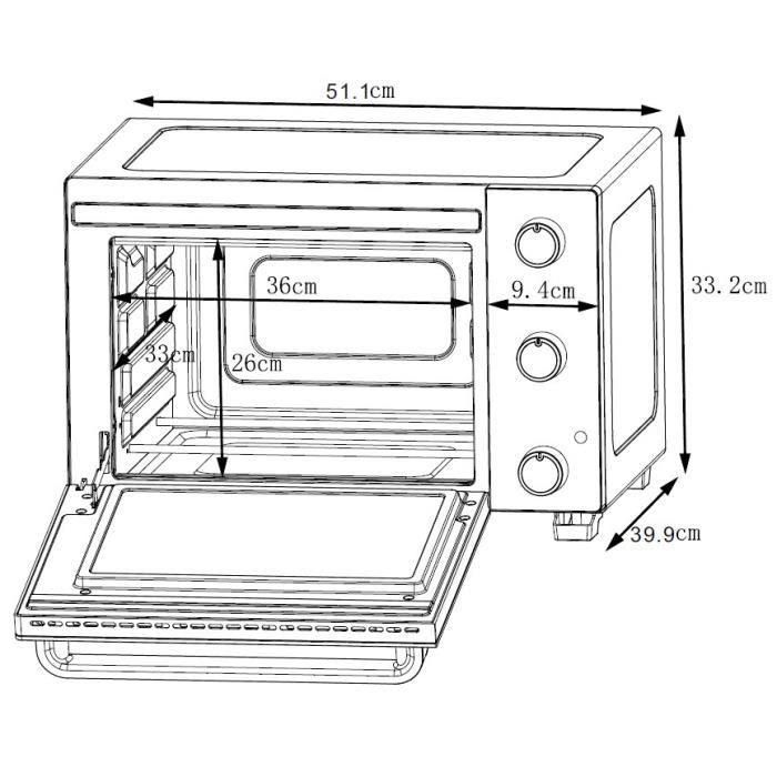 CONTINENTAL EDISON CEMF35R - Mini horno eléctrico 35L rojo - 1500W - Asador, Circulación natural 4