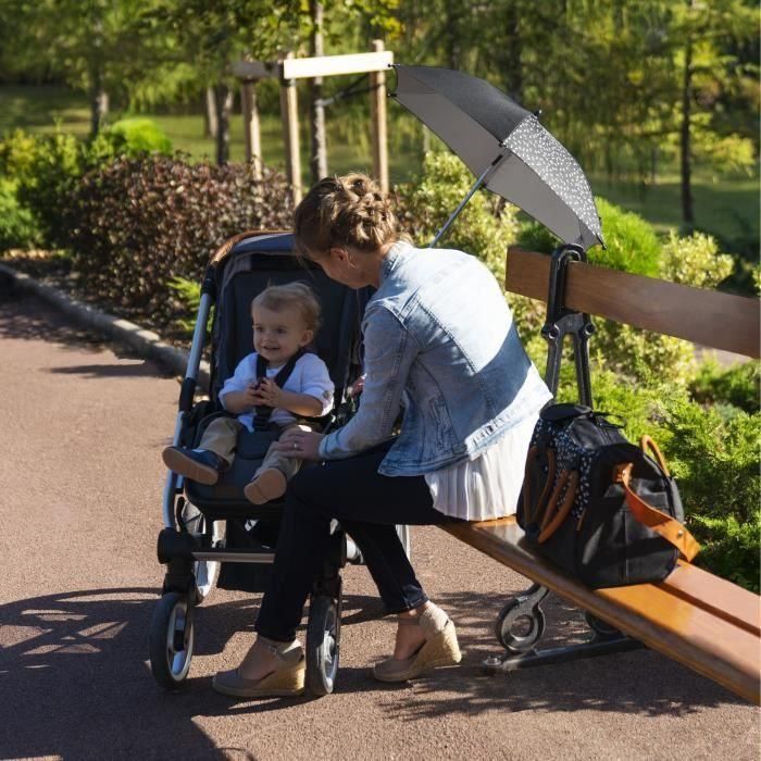 Badabulle Paraguas Sombrilla Universal Anti UV 50+ Negro para Cochecito Bebé Ø 80cm Doble Flexión y Pie Desmontable 2 Badabulle Paraguas Sombrilla Universal Anti UV 50+ Negro para Cochecito Bebé Ø 80cm Doble Flexión y Pie Desmontable 2