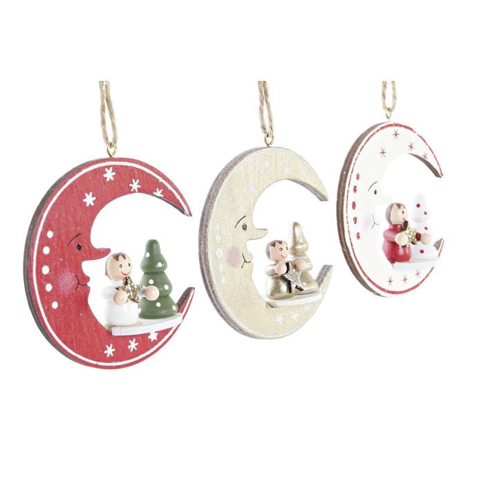 Decoracion Colgante Navidad Tradicional DKD Home Decor Rojo Blanco 11 x 32 x 17 cm (12 Unidades) 1