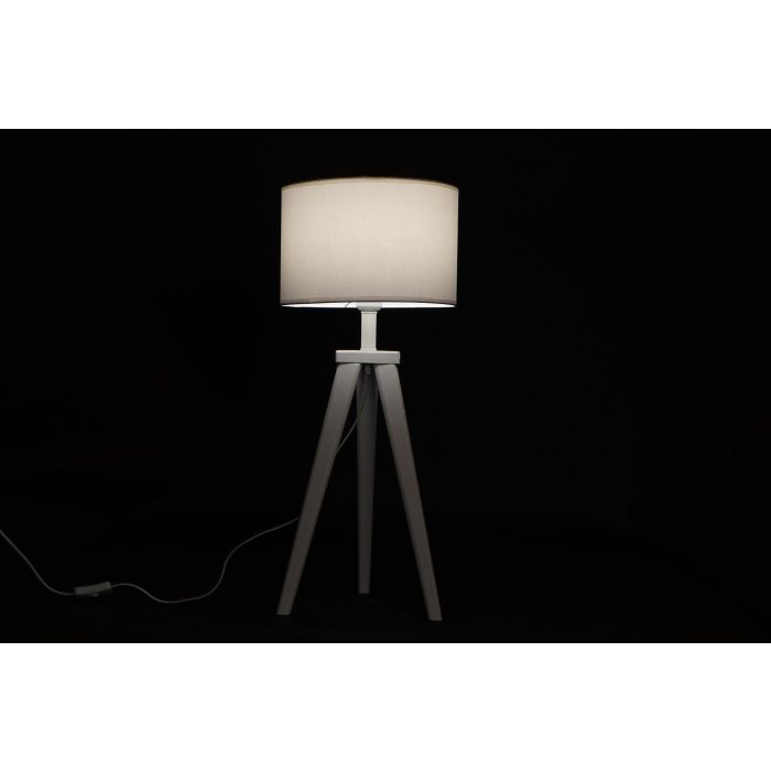 DKD Home Decor Lámpara de Sobremesa Escandinava Blanco de Madera y Poliéster para Iluminación Interior, E27, 50W, 30x72x30 cm 1 DKD Home Decor Lámpara de Sobremesa Escandinava Blanco de Madera y Poliéster para Iluminación Interior, E27, 50W, 30x72x30 cm 1