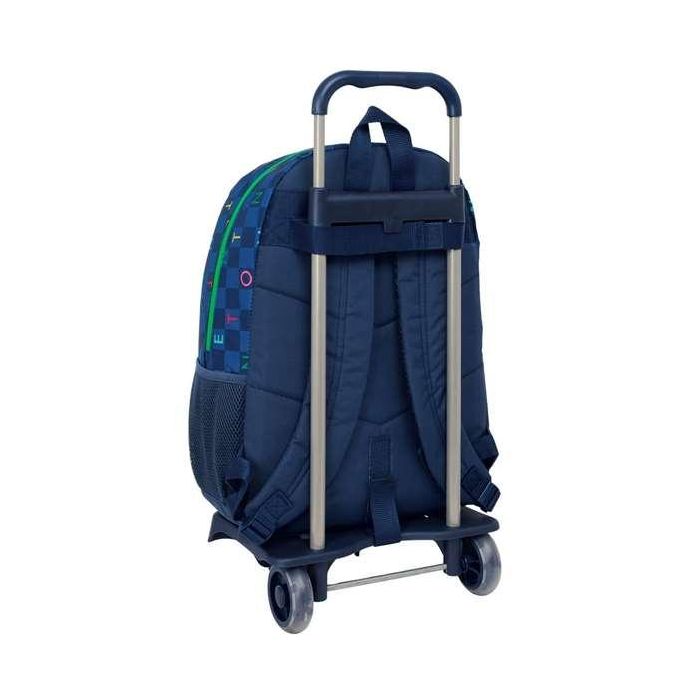 Mochila Escolar con Ruedas Benetton Damero Azul marino 30 x 46 x 14 cm 1