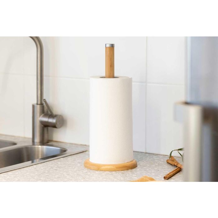Portarrollo de Acero y Bambú Kinvara 14x32.5x14 cm - Marrón (12 Unidades) 4 Portarrollo de Acero y Bambú Kinvara 14x32.5x14 cm - Marrón (12 Unidades) 4