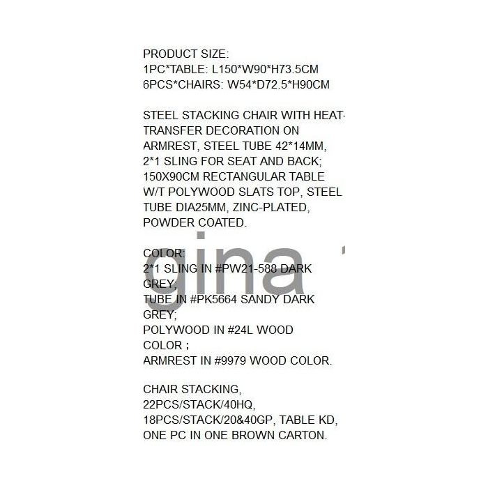 Mesa Comedor Terraza Y Jardin DKD Home Decor Marron Gris Oscuro 90 x 73 x 150 cm Set de 7 1