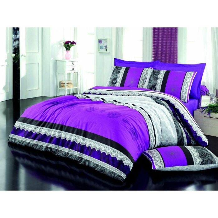 Juego de funda nórdica Morado Cama de 200 3 Piezas 1 Juego de funda nórdica Morado Cama de 200 3 Piezas 1