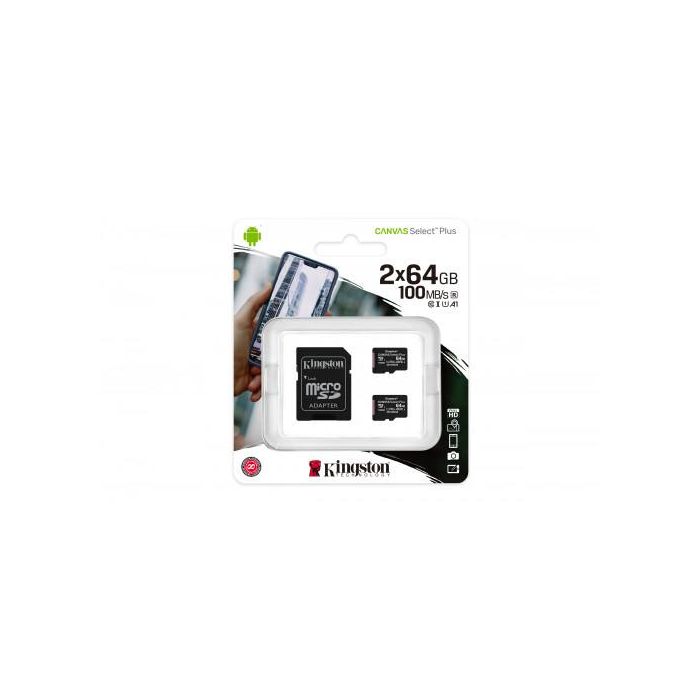 Tarjeta de Memoria Micro SD con Adaptador Kingston SDCS2/64GB-2P1A 64 GB 4